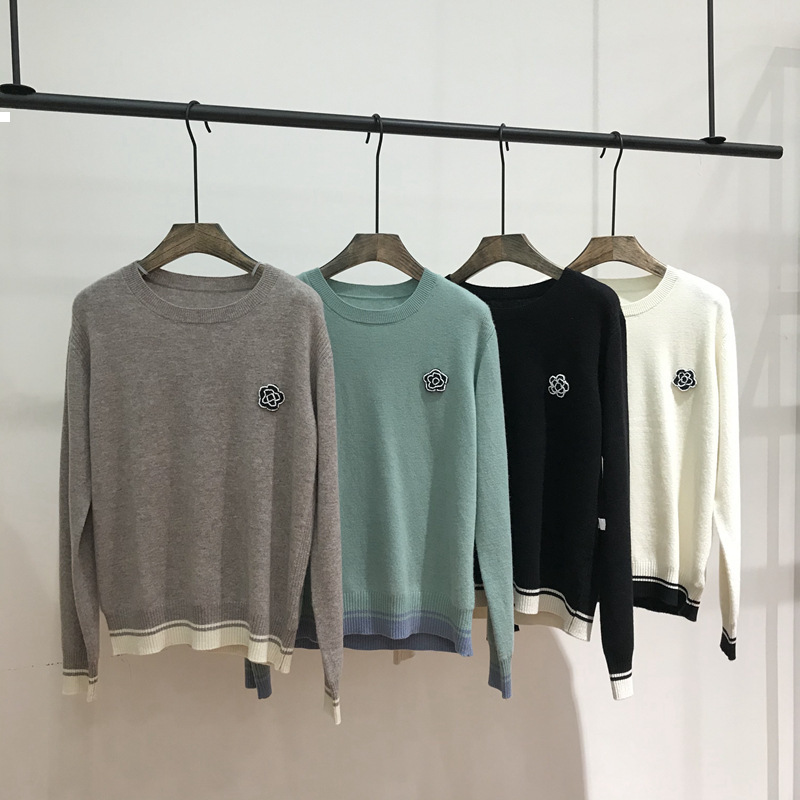 

New Flower 2021 Wool, Roundneck Pullover Sweater Woman Autumn Winter Luxury Designer Women's Clothing Vintage Jersey Ulko VA2B, Green