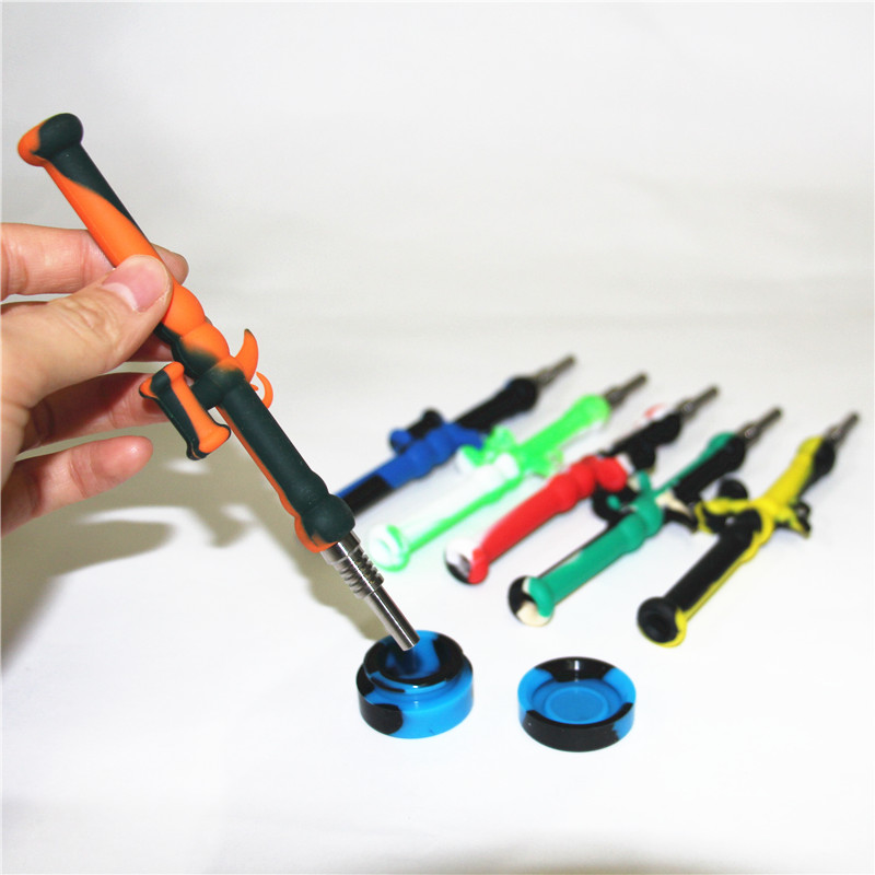 

10mm Silicon pipes silicone dab straw design nectars collectors with titanium tip RPG shape nectar collector