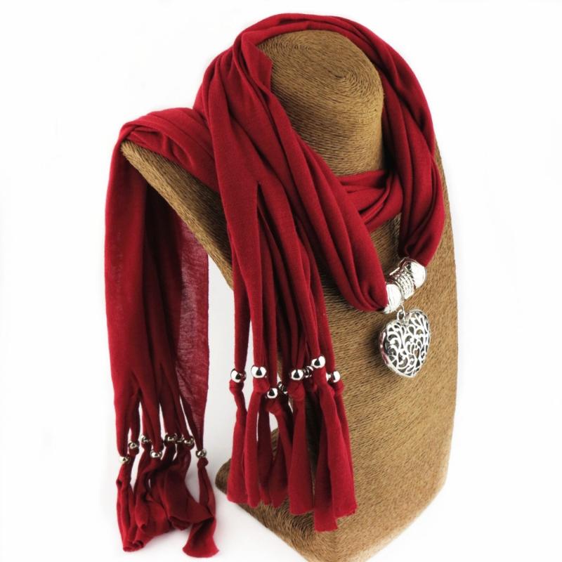 

2020 Autumn Newest Women Heart Silk Scarf Statement Necklace Boho Handmade Collar Choker Maxi Necklaces & Pendants Big Jewelry