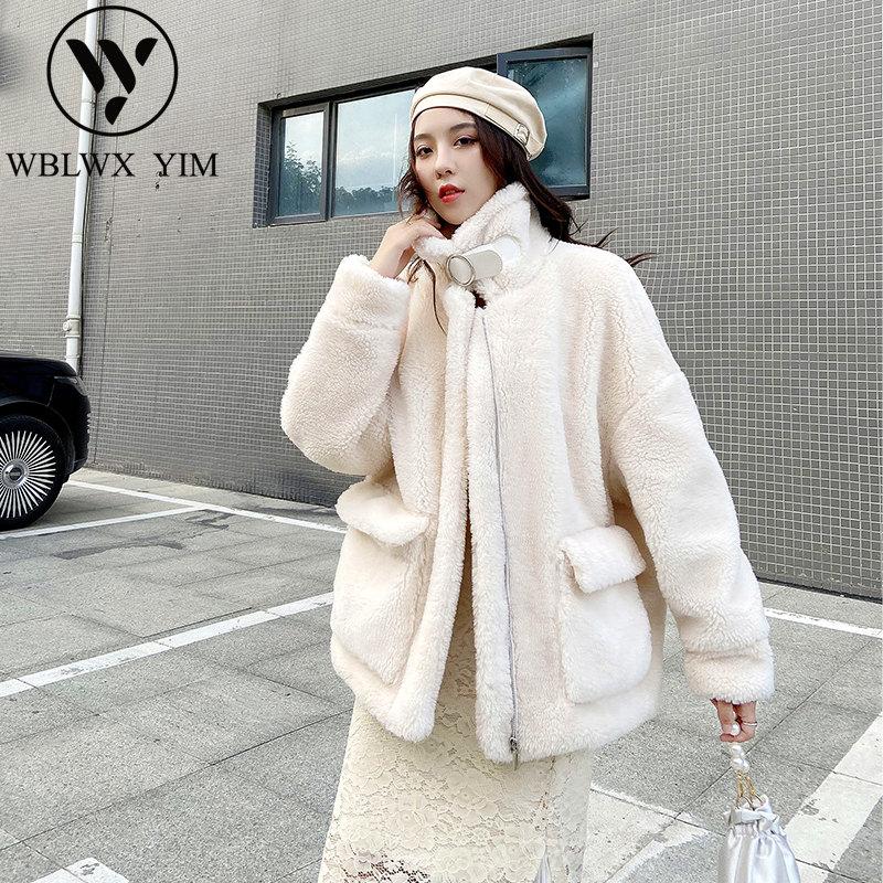 

Winter Fur Coat Women High Quality Loose Fashion Faux Lamb Wool Fur Jacket Thick Warm Overcoat Female Pocket Lapel Plush Coats, Pink