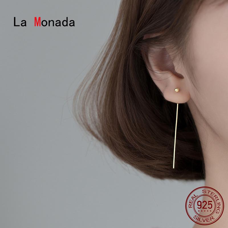 

Stud La Monada Women Earrings Korean 925 Sterling Silver For Jewelry Hanging Ball Women's Stylish Stick