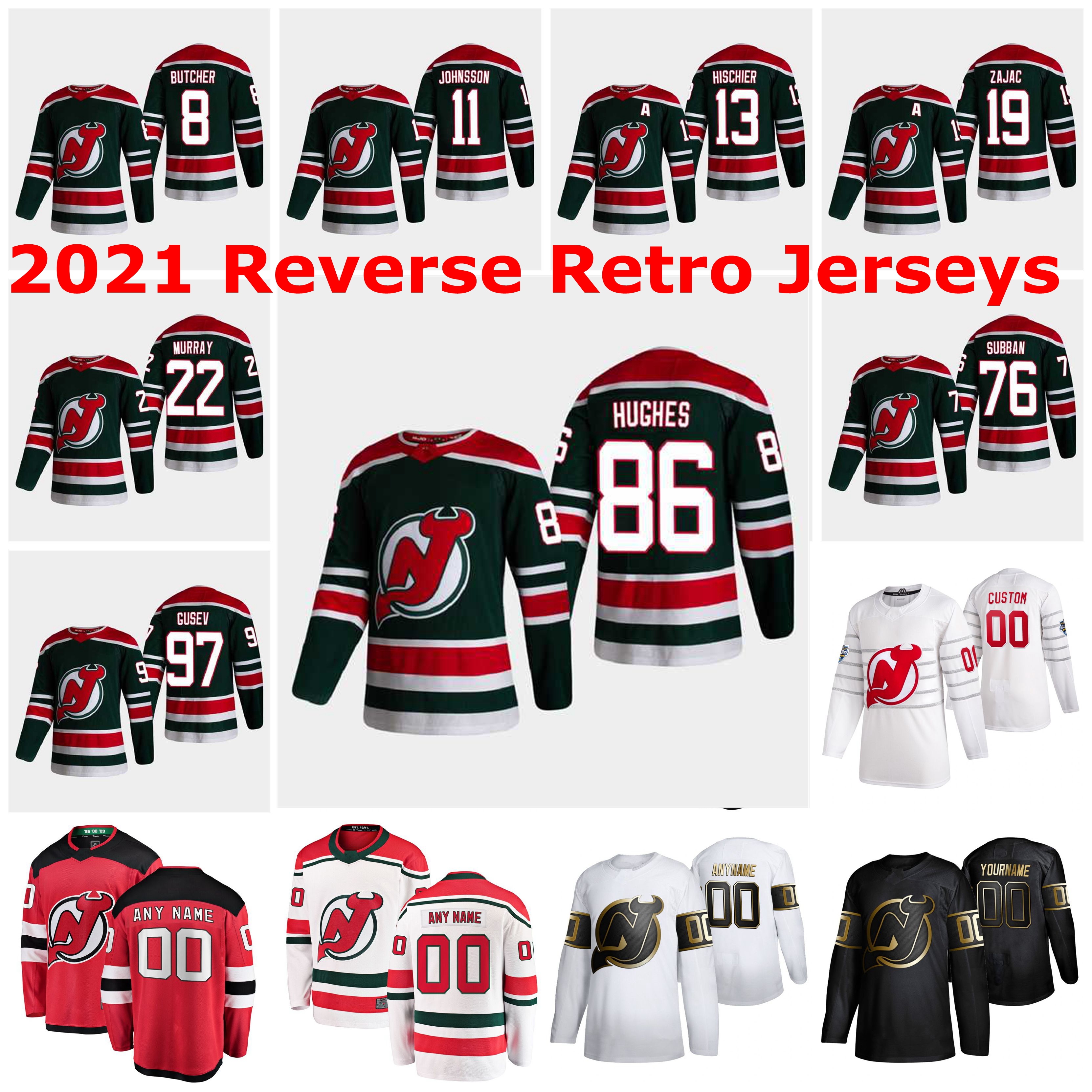 2021 Reverse Retro New Jersey Devils Hockey Jerseys 25 Mirco Mueller Jersey 28 Damon Severson 7 Matt Tennyson Mens Womens Kids Custom Stitched