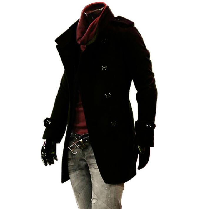 

Black brown casual woolen coat men trench coats long sleeves overcoat mens cashmere coat casaco masculino inverno erkek england