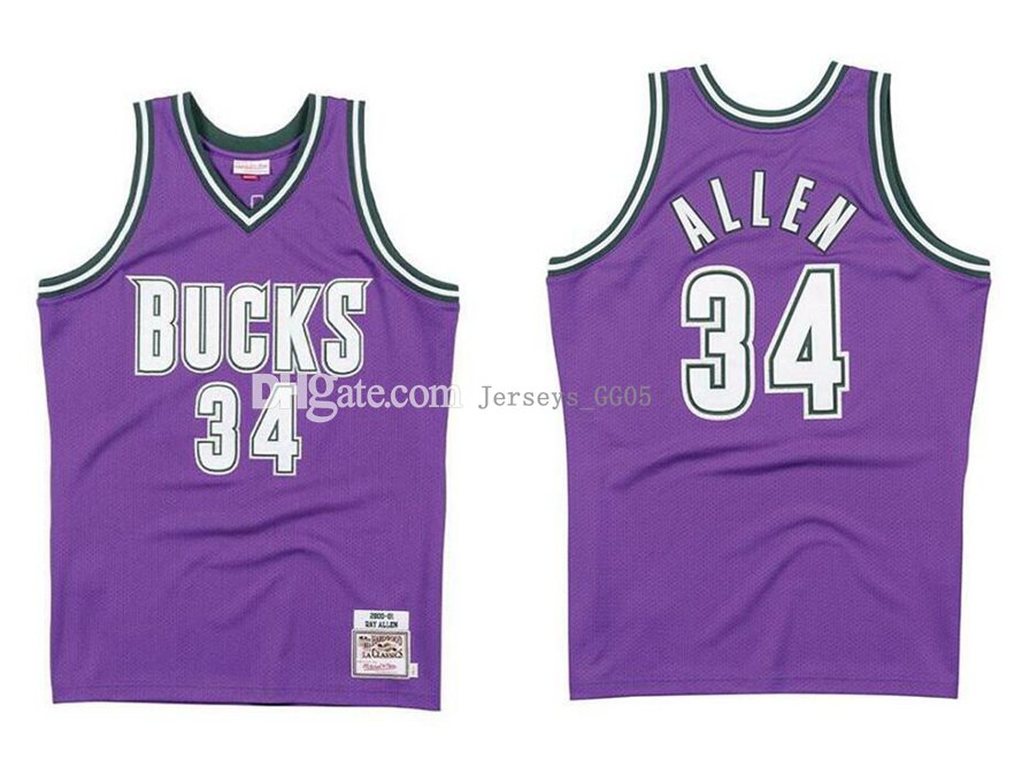 

Men's basketball Milwaukee Bucks women youth abc 34 RAY Allen Mitchell & Ness 2000-01 Hardwoods Classics Authentic Jersey, Black;red