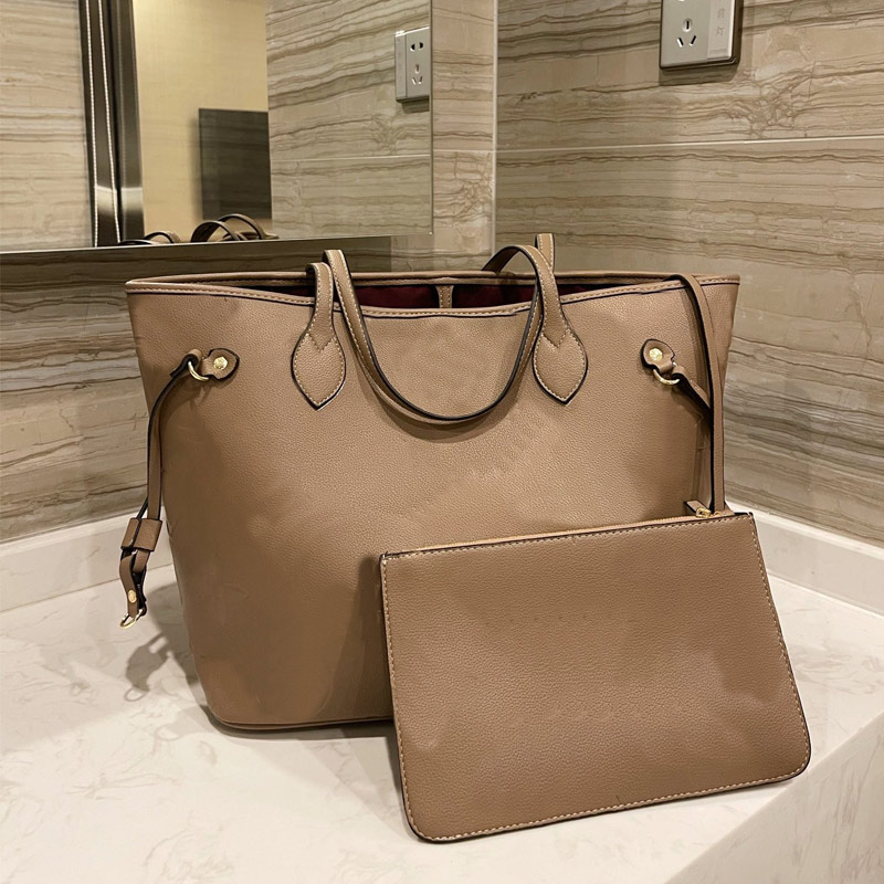 

2022 high-quality Tote Shopper Bag Women Handbags Wallet 2pcs Set Composite Shoulder Bags Embossed Fashion Letter Genuine Leather Large
