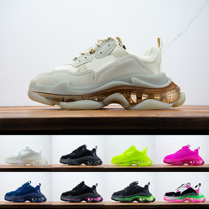 

Clear Sole Paris Triple S Fashion Platform Sneakers 17FW Triple beige Green Neon grey Balck White gym red blue Party men women shoes, 18