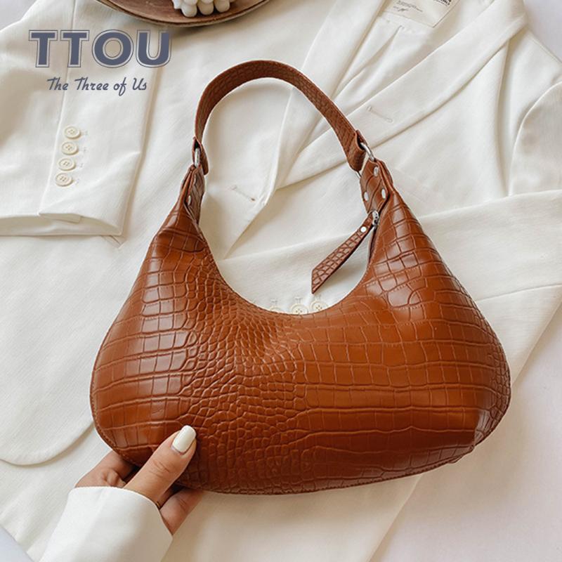 

Crocodile Pattern Hobo Shoulder Crossbody Bags for Women Luxury Handbags Women Bags Designer Saddle Lady Purses Handbags, Beige