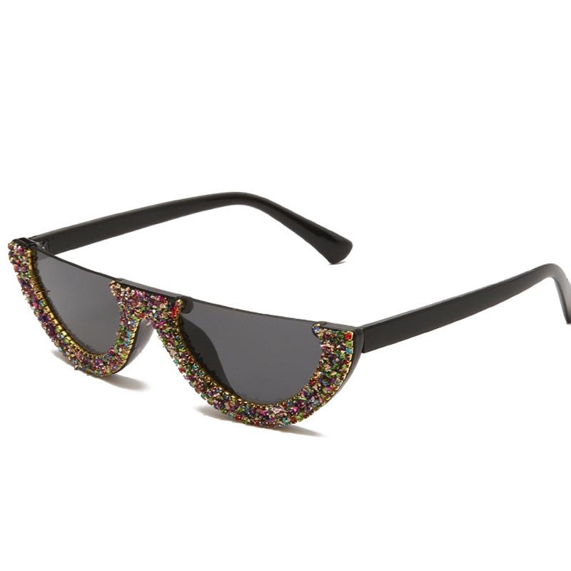 

2021 Semi-Rimless Manual Cat Eye Luxury Diamond Sunglasses Women Vintage Sun Glasses Oculos Feminino Lentes Gafas De Sol UV400