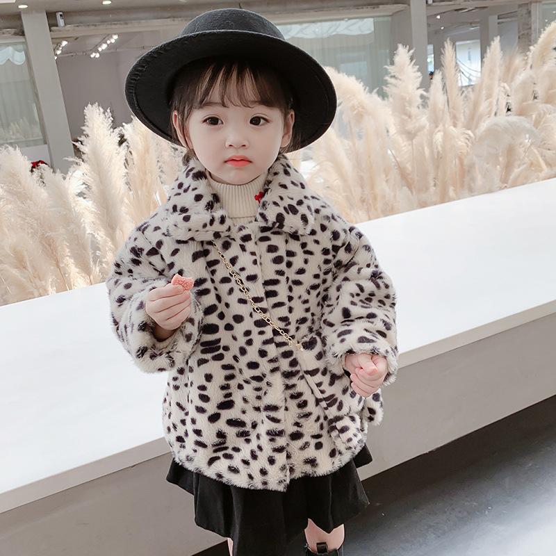 

Faux Fur Coat Leopard Thick Warm Girls Outwear Jackets 2020 New Autumn Winter Fashion Kids Parkas 2-6 Years Old, As the photo