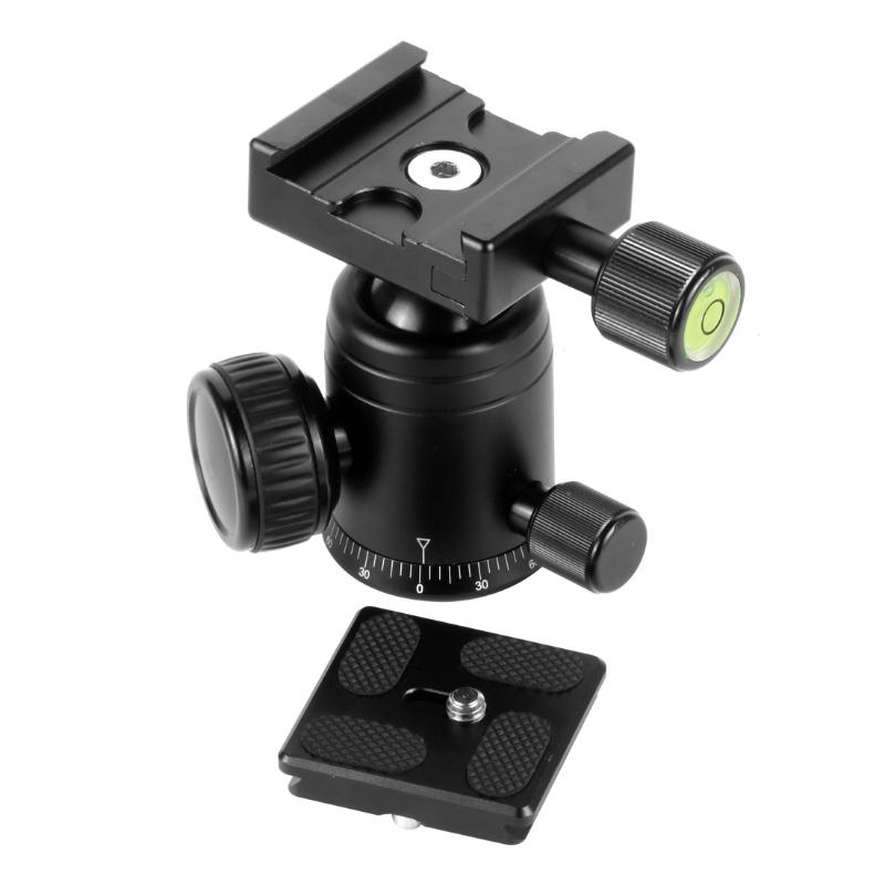 

360 Rotaion Aluminum Alloy Camera Tripod Ball Head + QR Quick Release Plate Mount for DSLR Camera Photo Video Studio Accessory