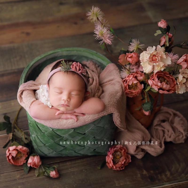 

Newborn Baby Photography Posing Basket Props Infant fotografia Accessories Little Baby Photo Shoot Box Studio Stuff Props, Green