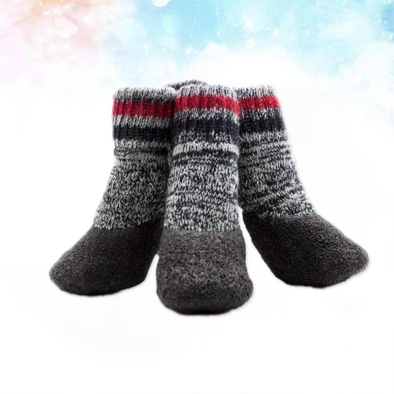 

2 Pair Pet Fall Winter Terry Padded Warm Waterproof Pet Dog Socks Non-slip Dirt Dog Shoes (Gray1#, Red