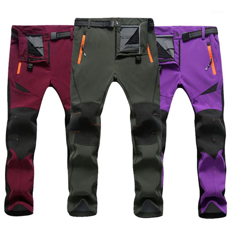

Men's Winter Hiking Pants Women Outdoor Thermal Softshell Waterproof Windproof Trousers Camping Skiing Fleece 4XL1, Purple women