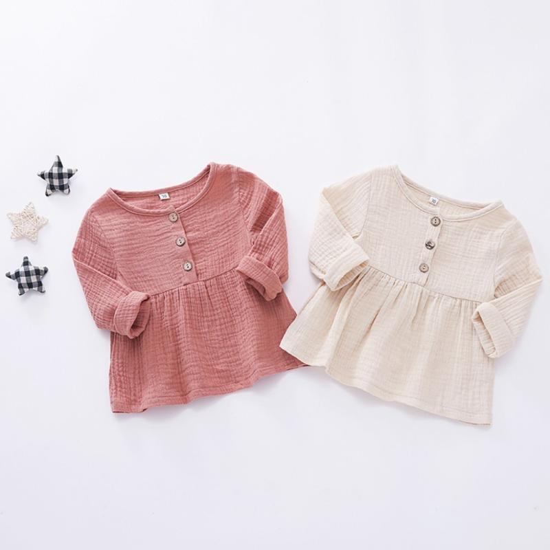 

Toddler Newborn Baby Girls Long Sleeves Button Princess Dress Clothes Robe Baby Fille Kids Dresses For Girls Dropshipping Mar251, Rd