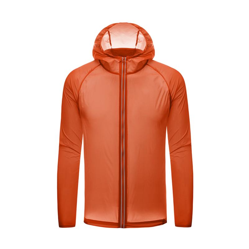 

Unisex Sun-protective Clothing, Outdoor Hooded Packable Jacket Summer Reflective Strip Coat, Orange