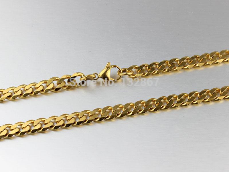 

Women Jewelry Gold Tone Stainless steel Necklace Curb Link Chain 5mm 23
