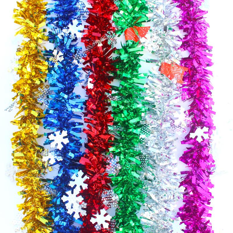 

2M Christmas Tree Tinsel Garland Bar Glitter Ribbon Garland Xmas Tree Ornaments Snowflake Gold Cane Tinsel Party Decoration