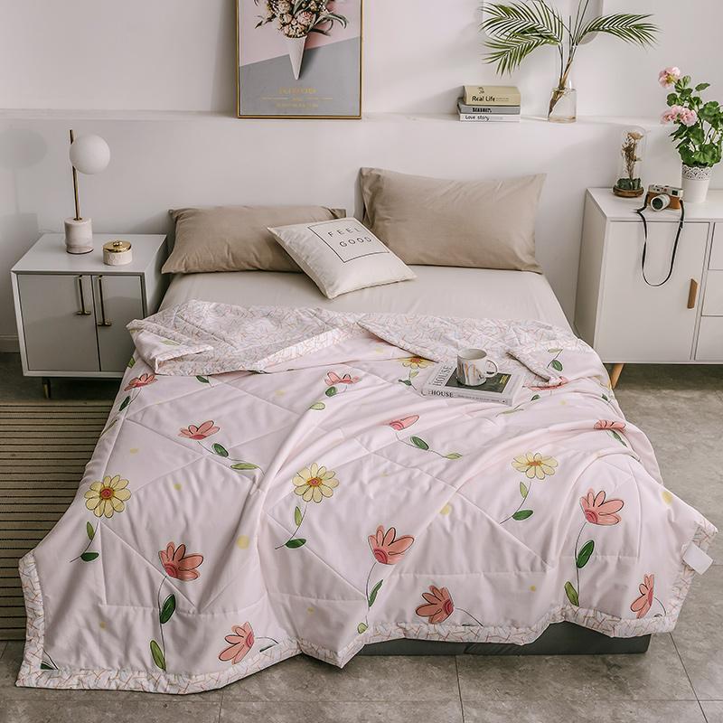 

Comforters & Sets Luxury Cotton Summer Quilts Twin Single Queen Blankets High Quality Bed Cover Children Adults Duvet Soft Pink Flower Comfo, White