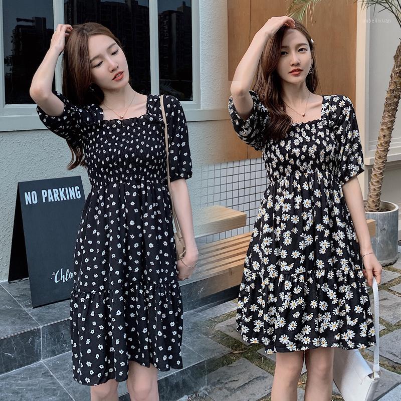 

8201-8202# Maternity Clothes Summer Floral Short Sleeve Easy Matching Loose Stylish Dress for Pregnant Women Pregnancy Clothes1, 8201 black