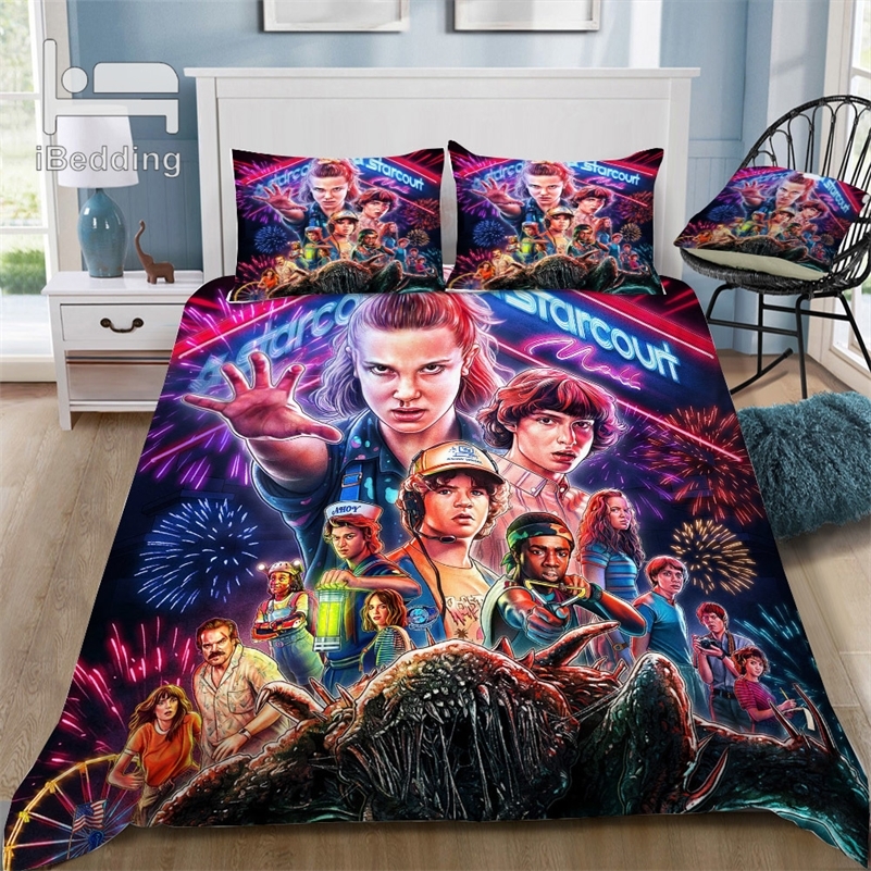 

Hot Horror Movie Stranger-Things 3D Bedding Set Printed Duvet Cover Set Twin Full Queen  Size Dropshipping LJ201127