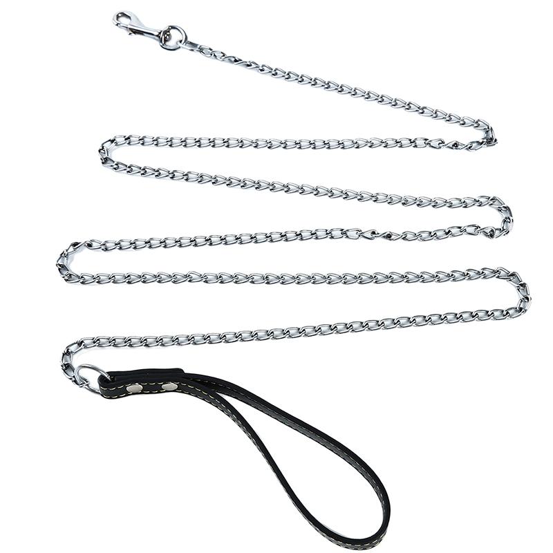 

Pet Dog Leash Lead Heavy Duty Bite Proof Chain Training Leash Leather Handle Necklace Dog Product