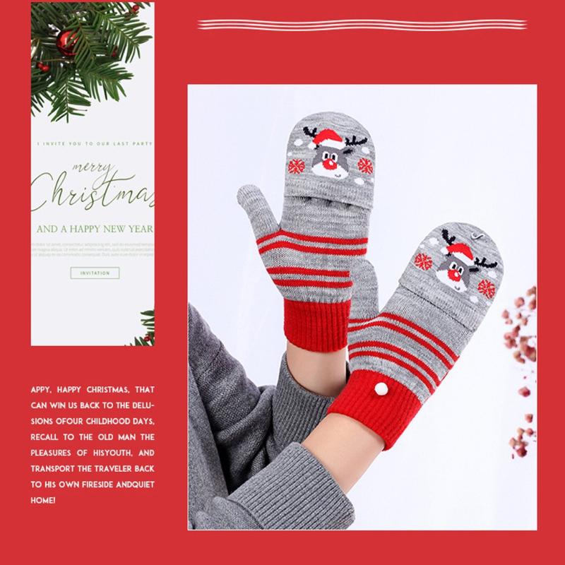 

Open fingered gloves Half Finger flip thickened Christmas warm youth gloves christmas decoration Half Finger flip thicke