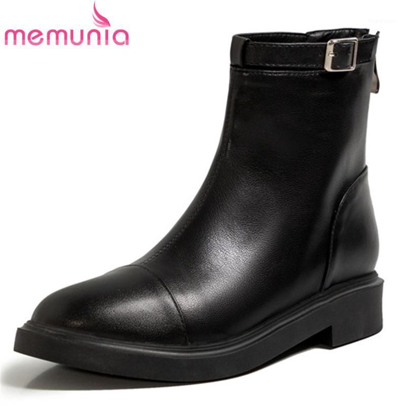 

MEMUNIA 2021 Big Size 43 Women Ankle Boots Solid Colors Buckle Zip Fashion Low Heel Casual Shoes Autumn Winter Boots Female1, Black not fur