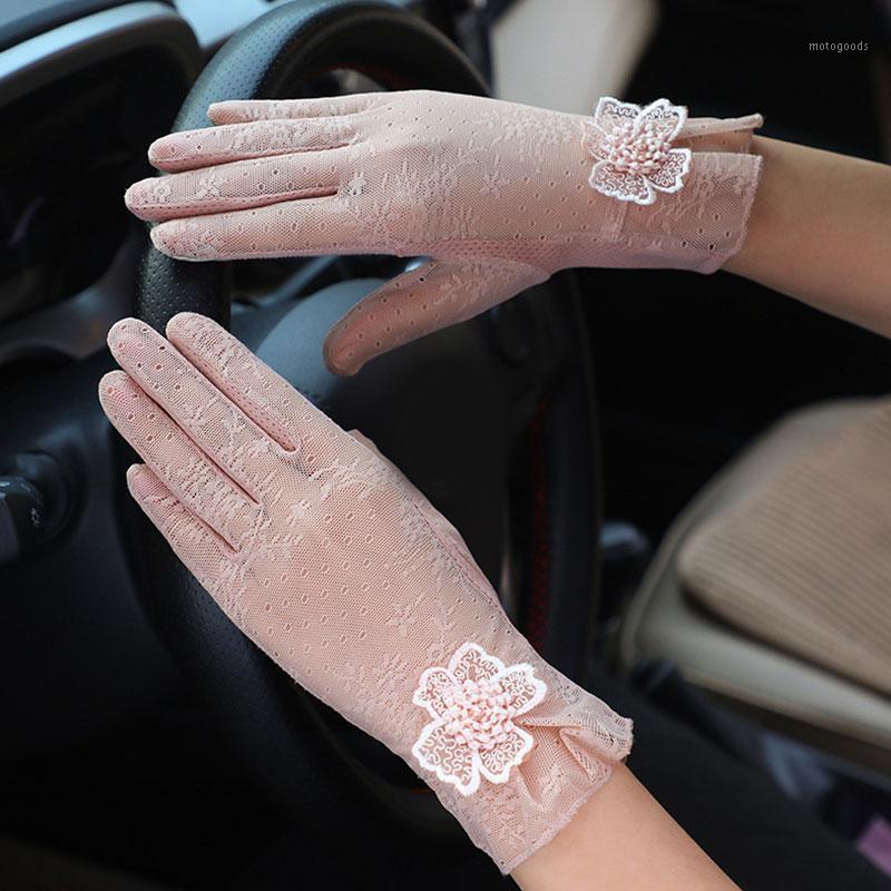 

New Sexy Summer Women Sunscreen Short Sun Female Gloves Lady Stretch Touch Screen Thin Lace Gloves Anti-UV Lady Driving1