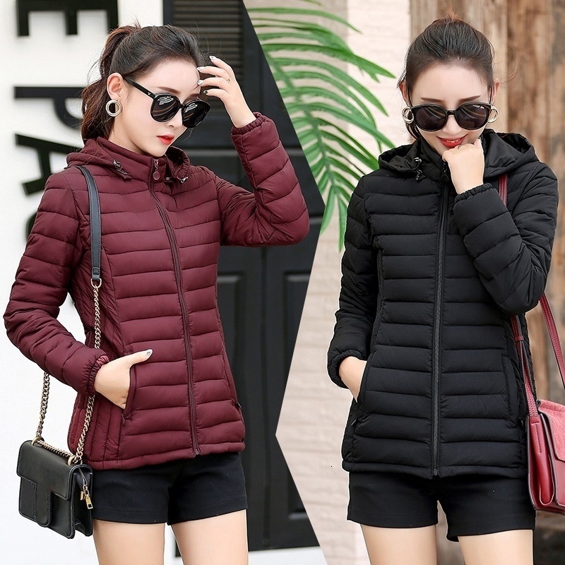 

2021 New Winter Er Fashion Keep Warm Hooded Padded Cotton Coat Slim Fit Plus Size Women Parkas Jacket I8hr, Burgundy