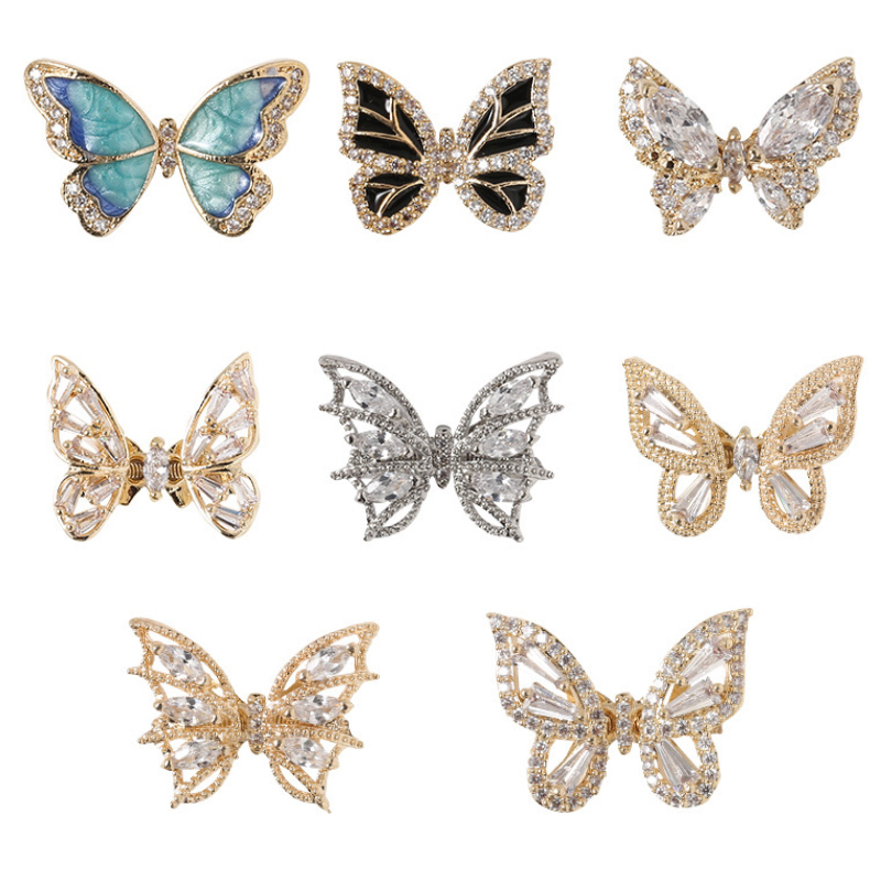 

3D Butterfly Nail Art Decorations Entry Lux Alloy Nail Sequins Diamonte Decals for Nail Art