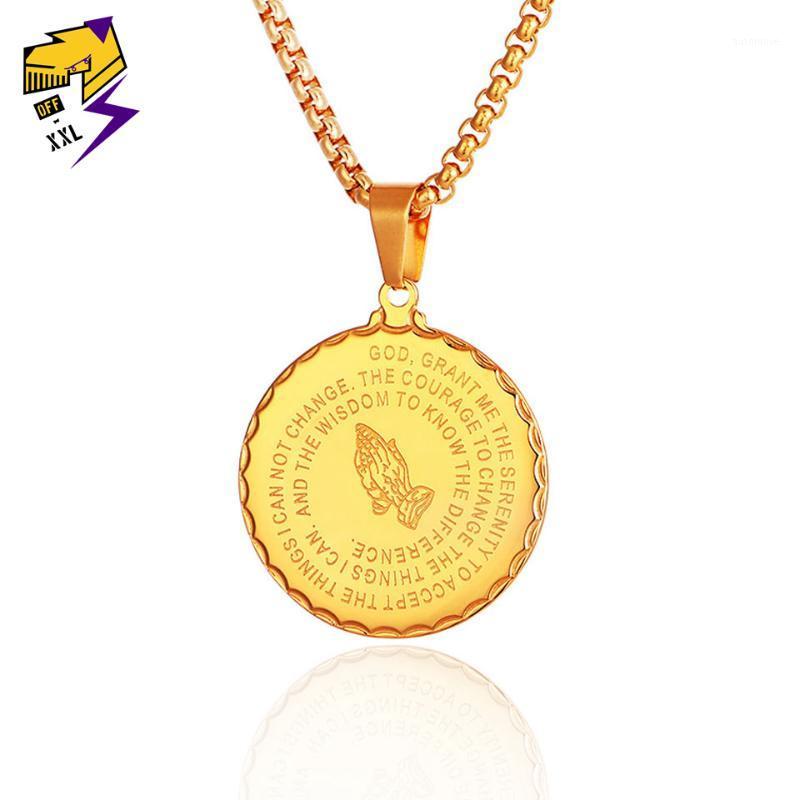 

Pious Prayer Hand Necklace Serenity Scripture Phrase Wafer Letters Pendant Religion Christian Necklace For Women/Men Jewelry1