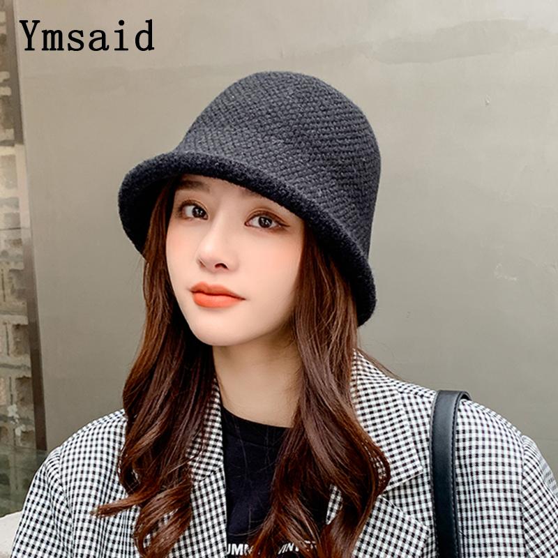 

New Woman Winter Knitted Fisherman Hat Panama Solid Color Woolen Bucket Cap Girl Outdoor Casual Warm Short Brim Sun Hat, Beige