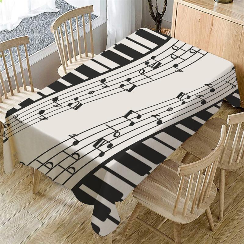

Table Cloth 40# Black & White Tablecloth Diy Decor For Dining Line Piano Music Pattern Rectangular Cover