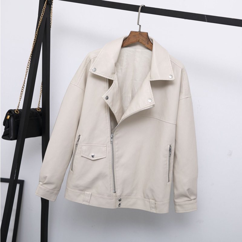 

2021 New Spring for Women in Casual Soft Released Plutonium From the Women's Leather Jacket Rivet ISMD, Light green.