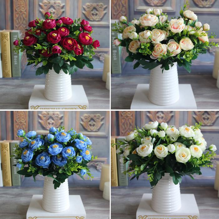 

New Multi Color Realistic 6 Branches Spring Artificial Fake Peony Flower Arrangement Home Table Wedding Hydrangea Decor, Pink