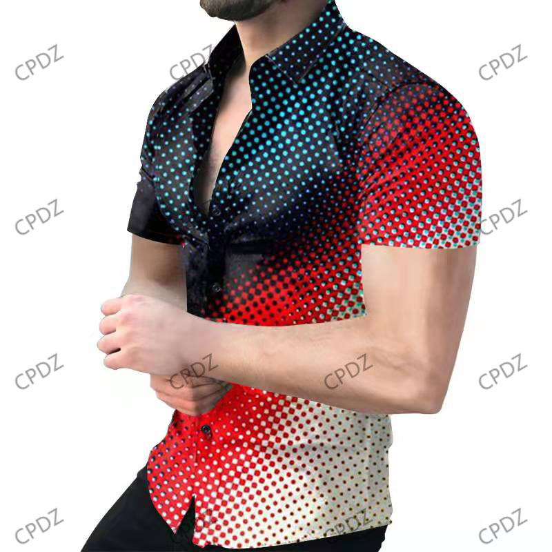 

Slim Fit shirts for men with designs 3d printing summer outdoor loose fashion letter Striped Printed button down short sleeve Urban style Hawaii plus size blouse, T3