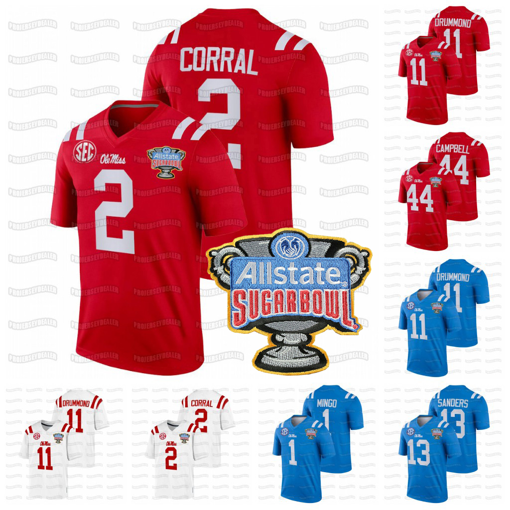 

Ole Miss Rebels 2022 Sugar Bowl NCAA Football Jersey Matt Corral Tavius Robinson Jonathan Mingo 31 Marc Britt Jerrion Ealy Dontario Drummond AJ Finley Luke Altmyer, Mens s-3xl