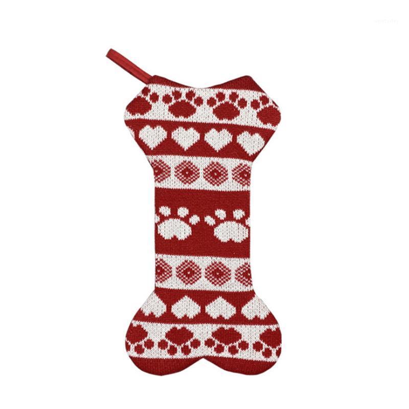 

Dog Bone Christmas Stockings Classic Rib Knitted Holiday Pet Stockings for Home Office Décor1