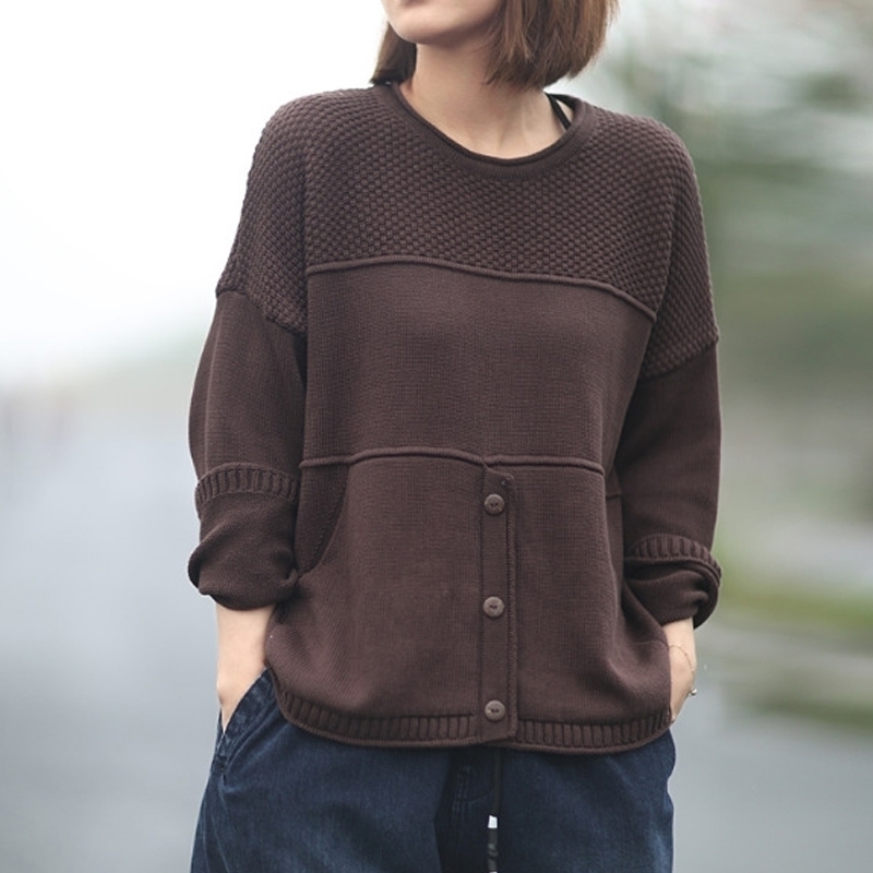 

Johnature Autumn Winter Loose Leisure O-neck Long Sleeve Knitted Sweaters New Fashion All-match Female Pullovers Sweaters 201017, Beige