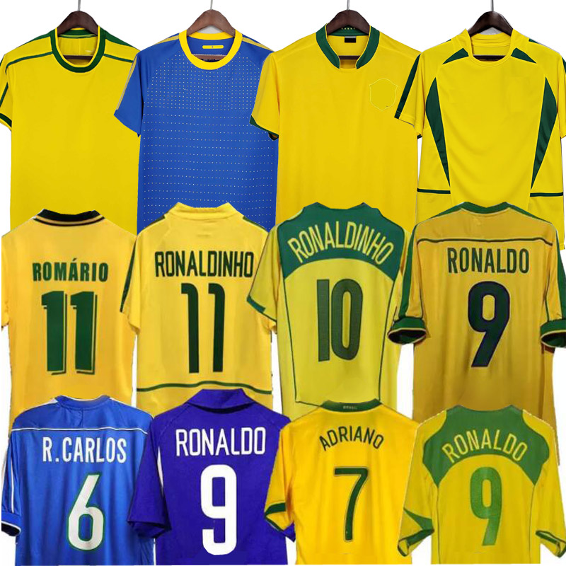 

Retro Brazils 1994 PELE 1988 1998 2000 2002 2004 2006 soccer jerseys ROMARIO RONALDINHO RIVALDO KAKA classic football shirt, Brown