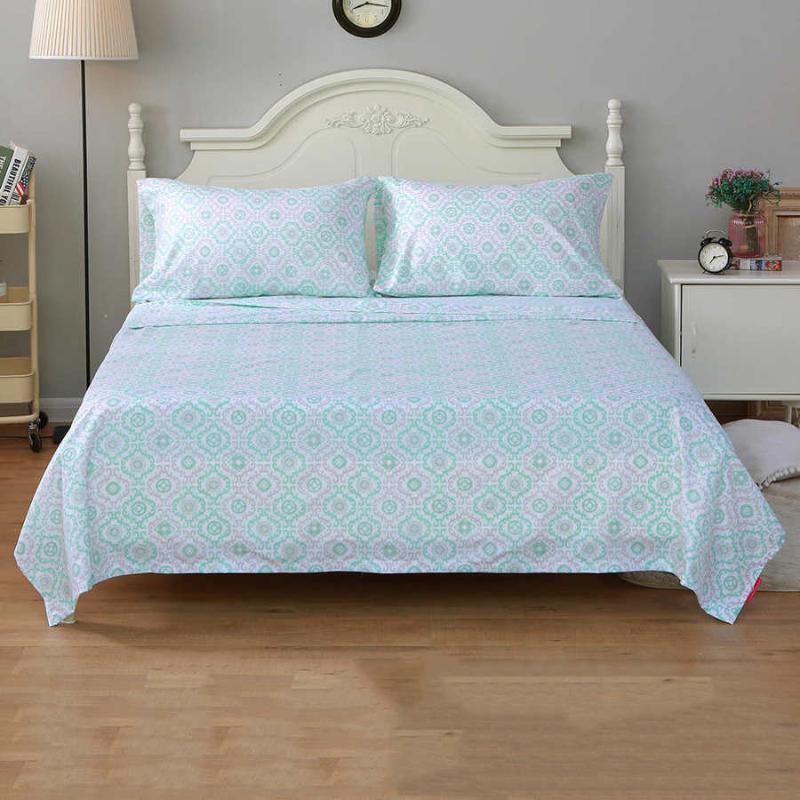 

Flat sheet and pillowcase with 4pcs polyester floral bedding set, Red
