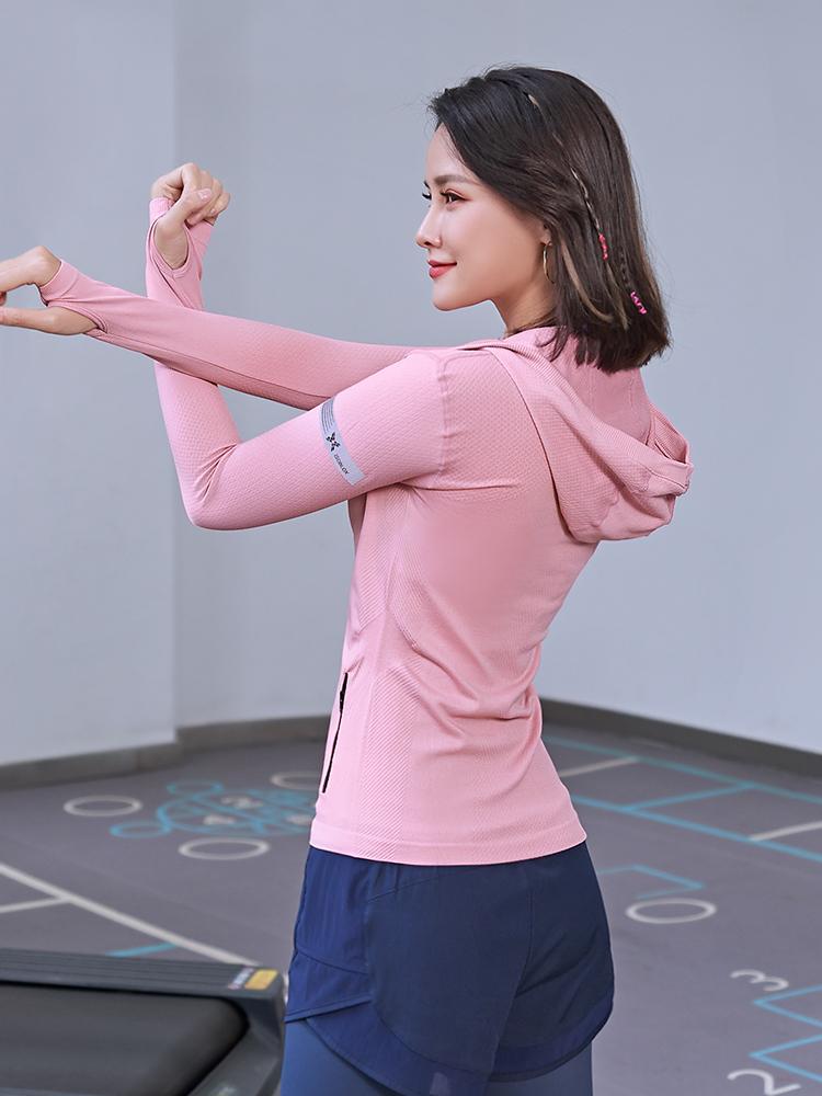 

Sports jacket women fall/winter outdoor running tight-fitting zipper jacket casual hooded workout clothes, Blue