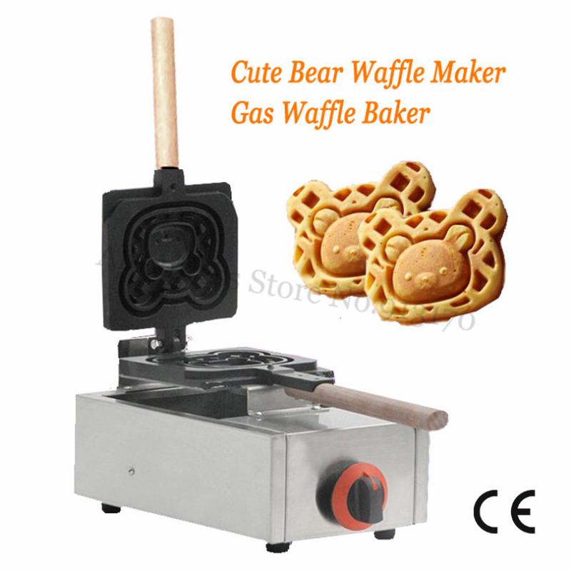 

Gas Waffle Maker Cute Bear Cake Baking Machine Adorable Bear Mould Non-stick Waffle Pan Commercial and Household Use