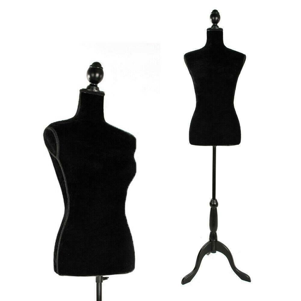 

Female Mannequin Torso Dress Clothing Form Display Black Tripod Stand Coat Model