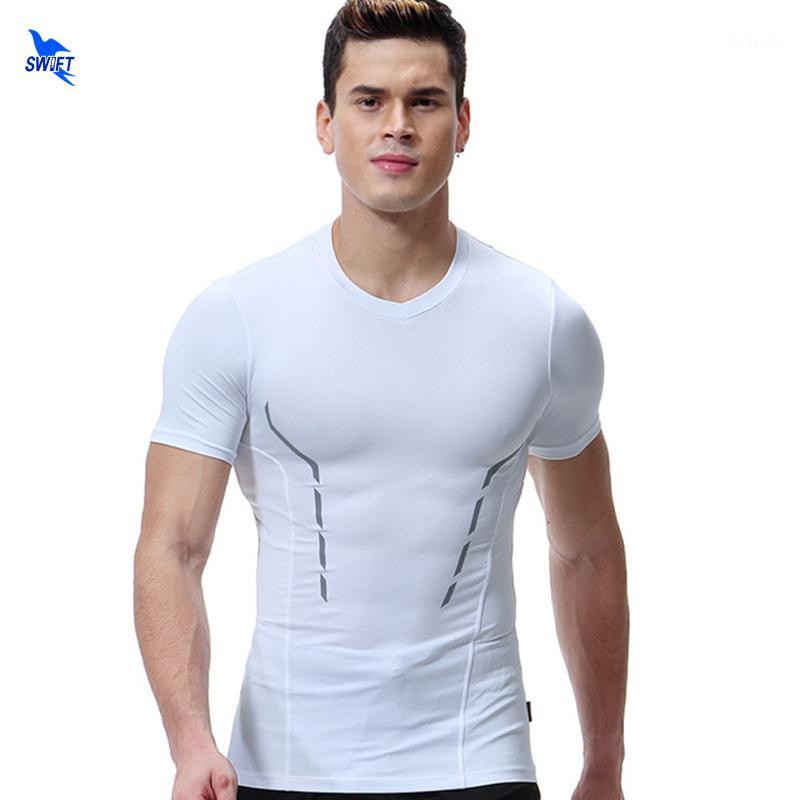 

Men Quick Dry Running Shirt Fitness Tight Soccer Compression Tops T-shirt Sport Tshirt Crossfit Gym Rashgard Training Sportswear1, Black