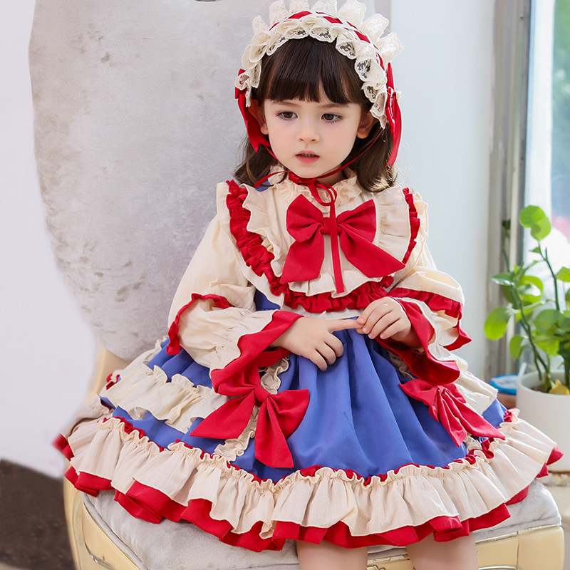 

Christmas Girls Baby Autumn Winter Lolita Dress Red Navidad Princess Party Wedding Dress Ball Gown, Dress only