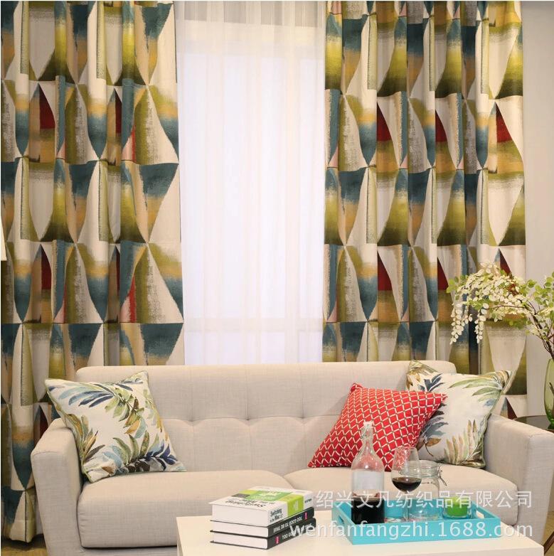 

Material Printing shading Cloth Geometry Triangles Curtain European and American Modern Contracted Wind Hot selling, Purple