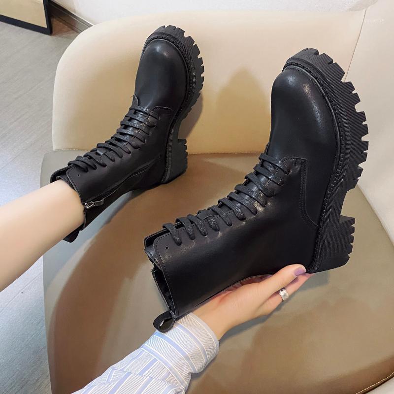 

Rock Shoes Woman Round Toe Autumn Boots Luxury Designer Winter Footwear Boots-Women Fashion Ladies 2021 Mid Calf Lolita1