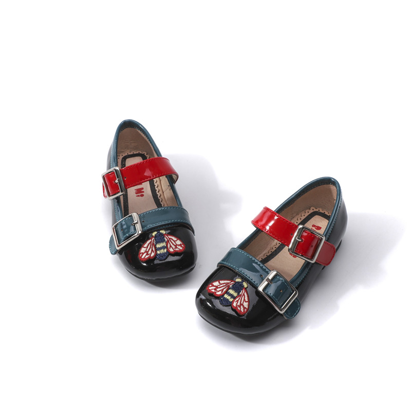 

Double Buckle Girls Shoes Fashion Design Oxford Leather Shoes Soft Flat Moccasins Loafers Baby Toddler Girl Shoes Size 23-32, Black