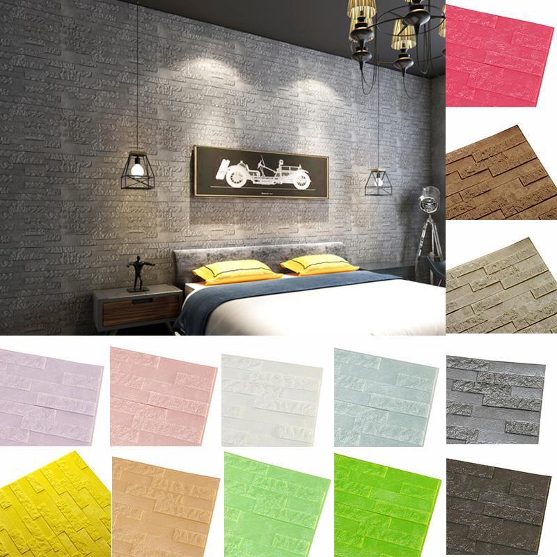 

Self-Adhesive 3D Art Wall Stickers Foam Wallpaper Panels Waterproof Living Room Decoration Home House Decor TV Background Kids